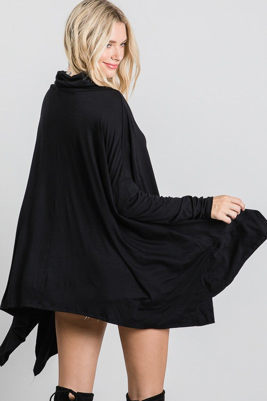 Black Tunic Cowl Neck Top - FINAL SALE - OVERSIZED