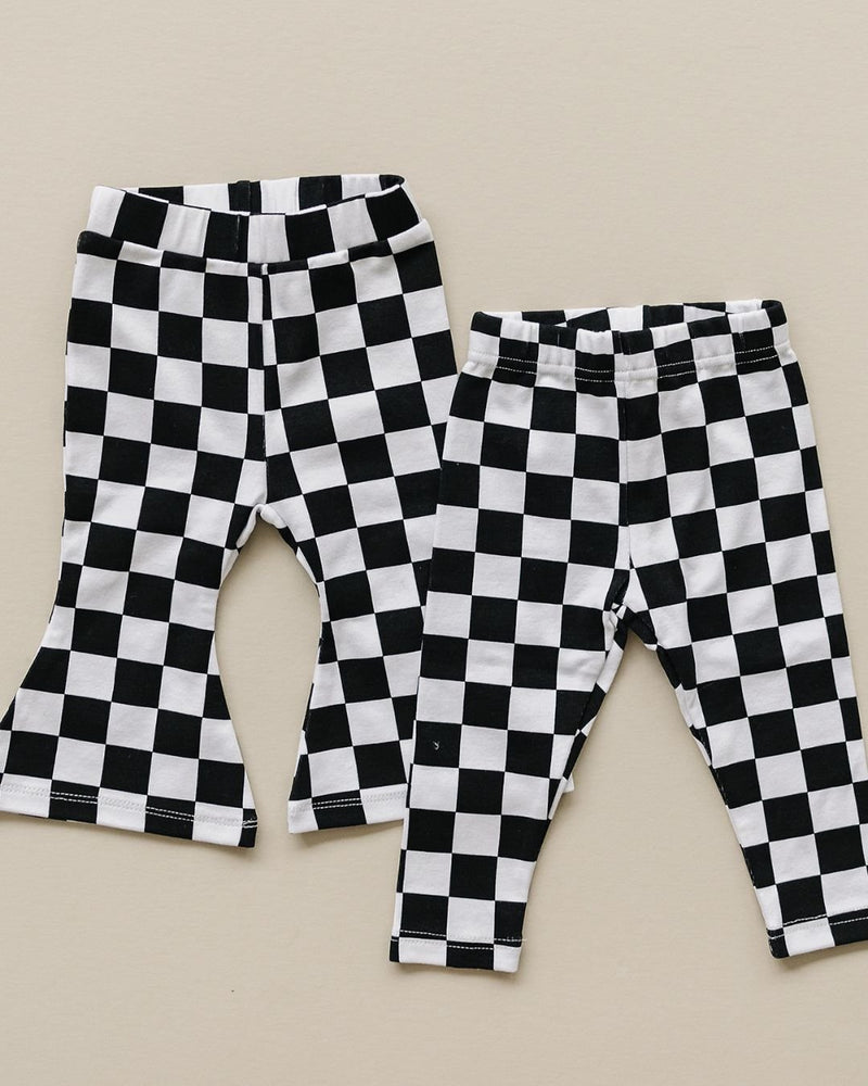 Checkered Flare Pants | Black