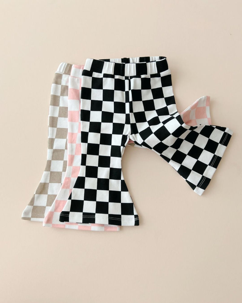 Checkered Flare Pants | Black