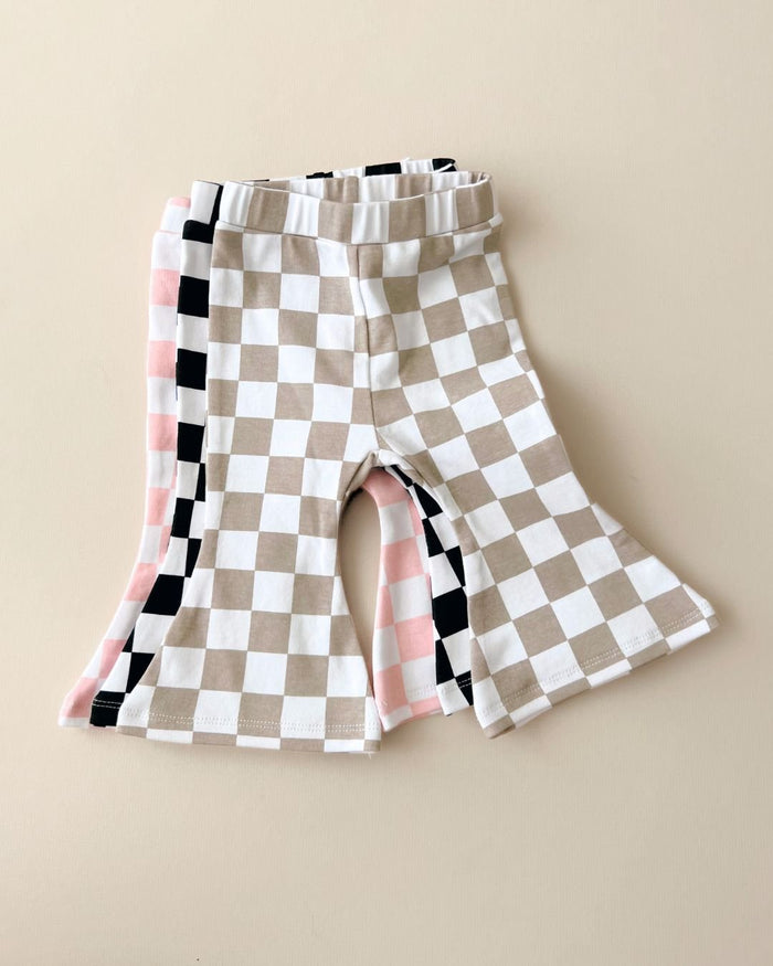 Checkered Flare Pants | Latte