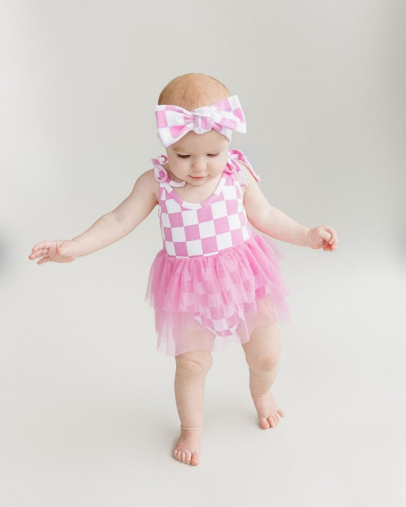 Checkered Headband | Bubble Gum