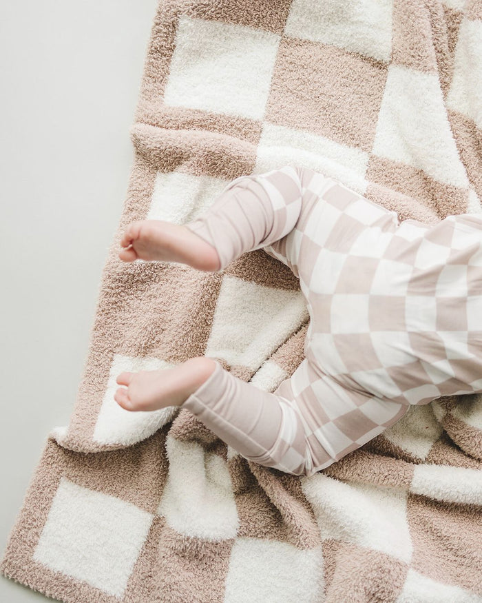 Checkered Plush Blanket | Latte