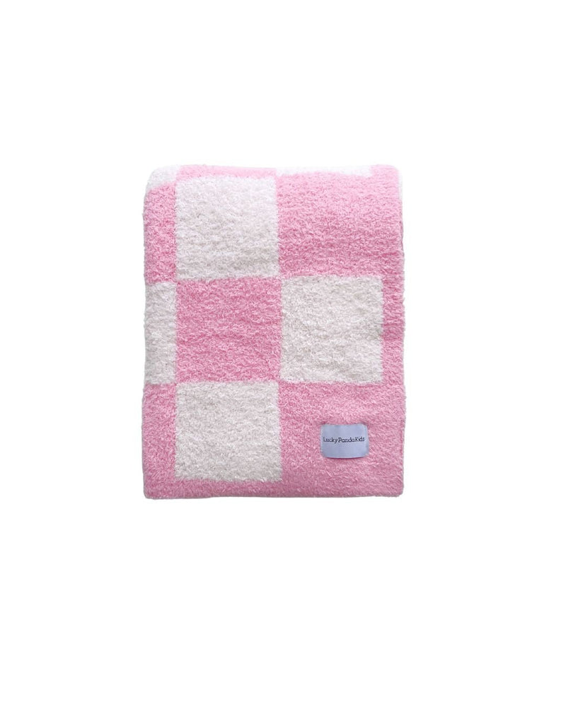 Checkered Plush Blanket | Pink