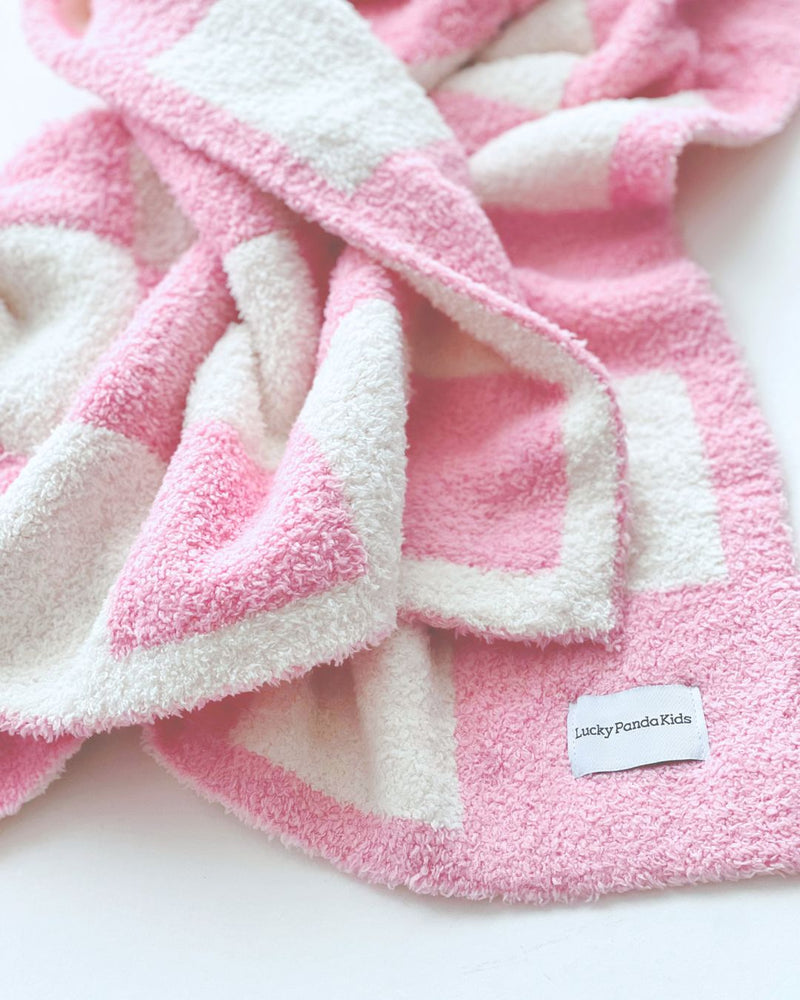 Checkered Plush Blanket | Pink