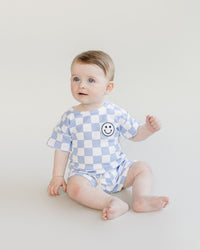 Checkered Shorts Set | Blue