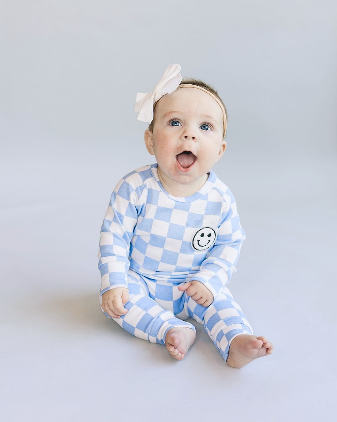 Checkered Smiley Lounge Set | Blue