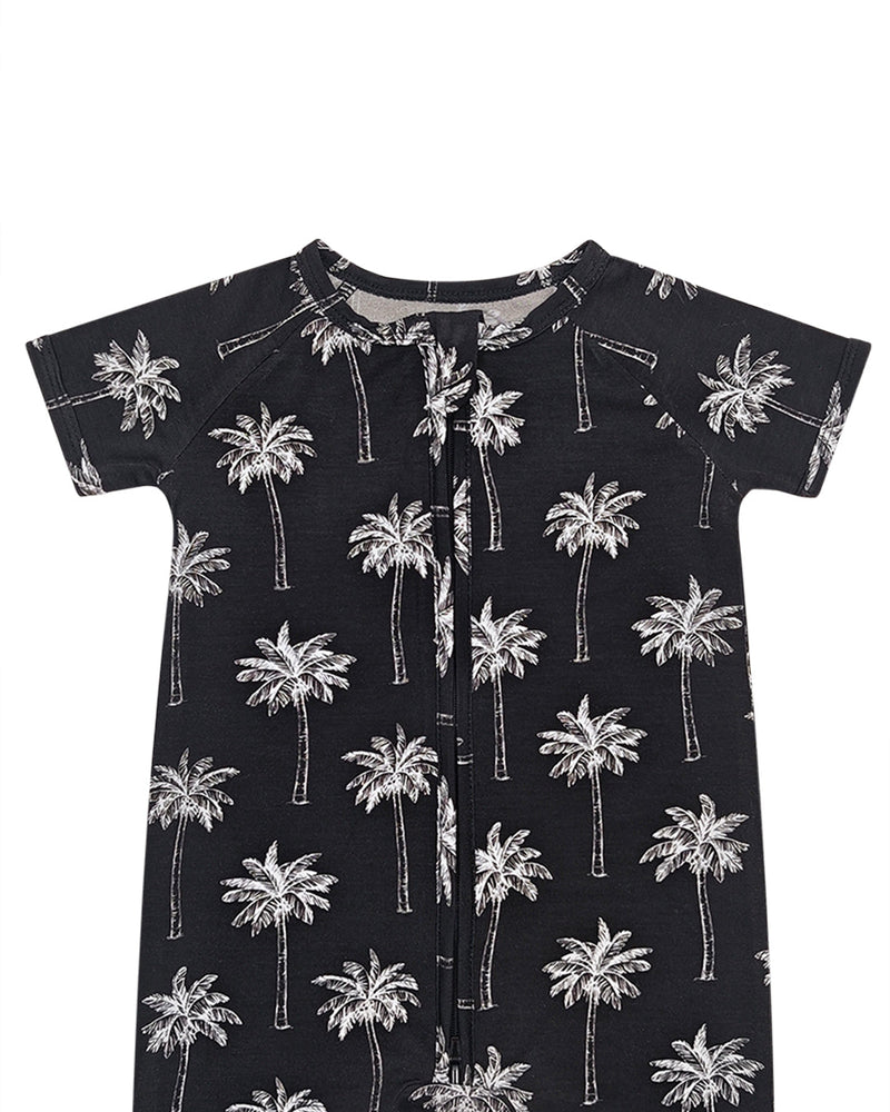 Bamboo Shorty Romper  | Palm Style Black