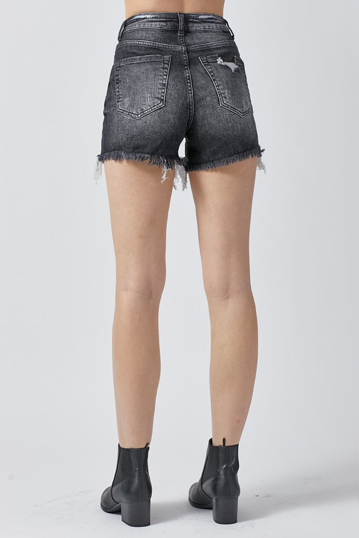 RISEN Full Size High Rise Distressed Denim Shorts - Mack and Mav Boutique 