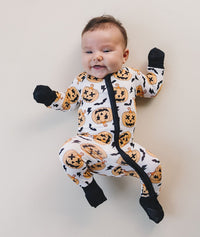 Halloween Bamboo Zip Romper | Black