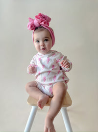 Hooded Bubble Romper | Pink Bolts