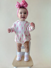 Hooded Bubble Romper | Pink Bolts
