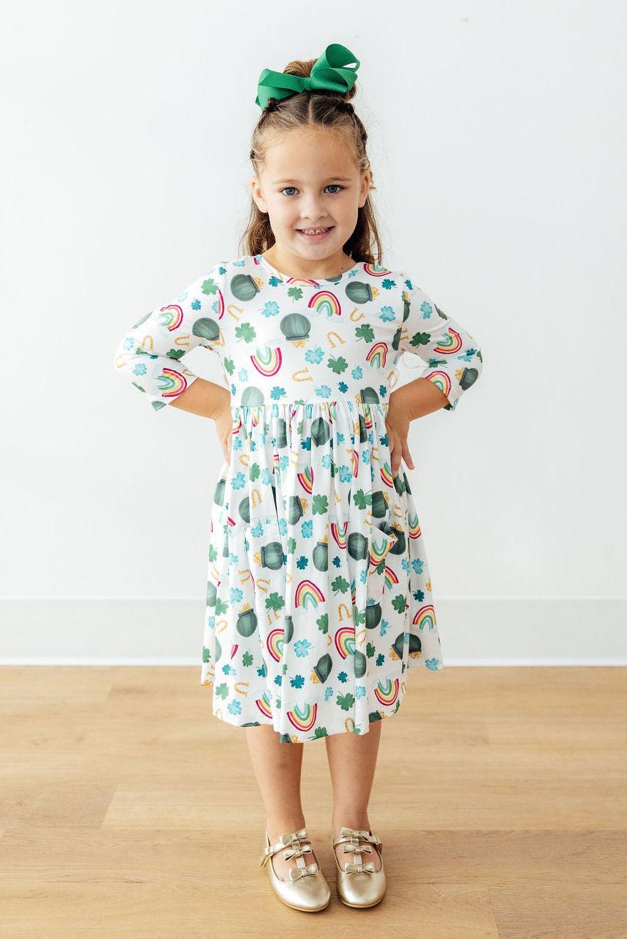 Luck of the Irish 3/4 Sleeve Pocket Twirl Dress
