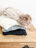 IN STOCK Carly Cable Knit Beanie - Tan