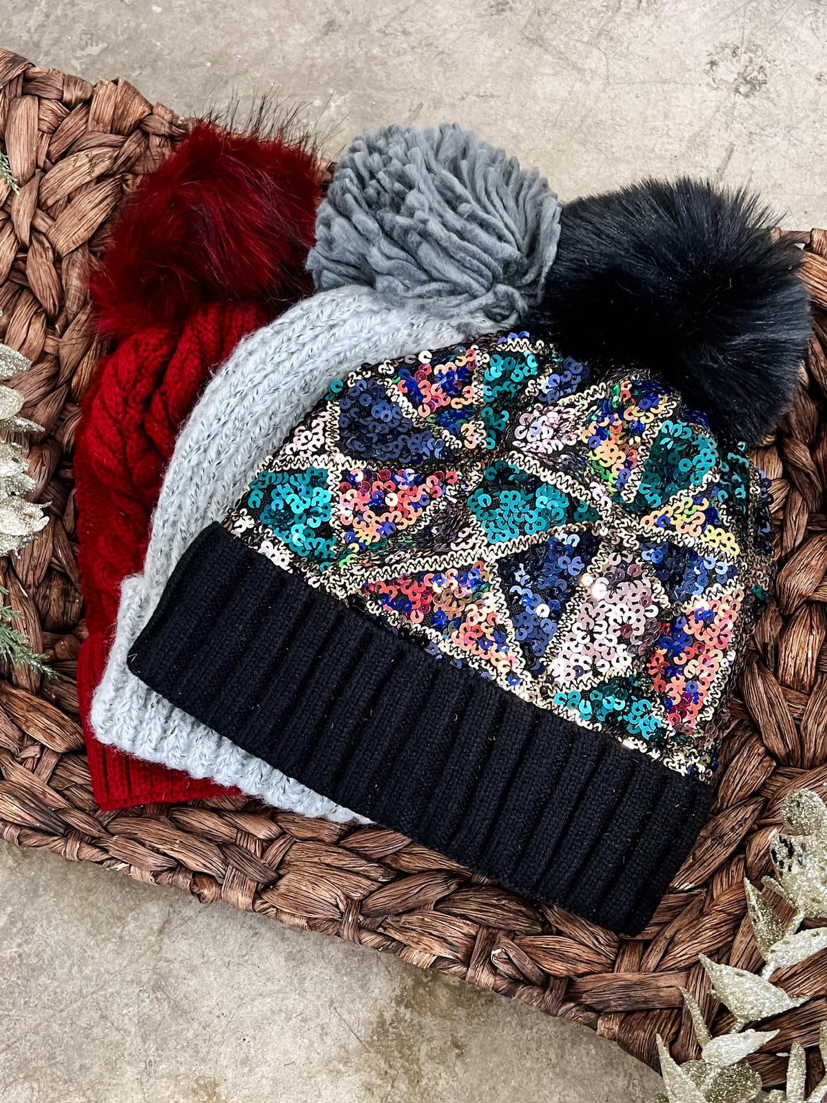 IN STOCK Sparkle Beanie - Black - Mack and Mav Boutique 