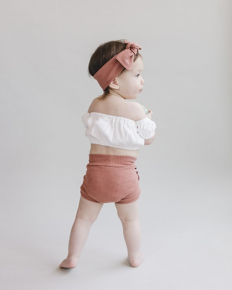 Ribbed Crop Top Set | Dusty Rose