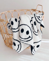 Smiley Fuzzy Blanket | Black