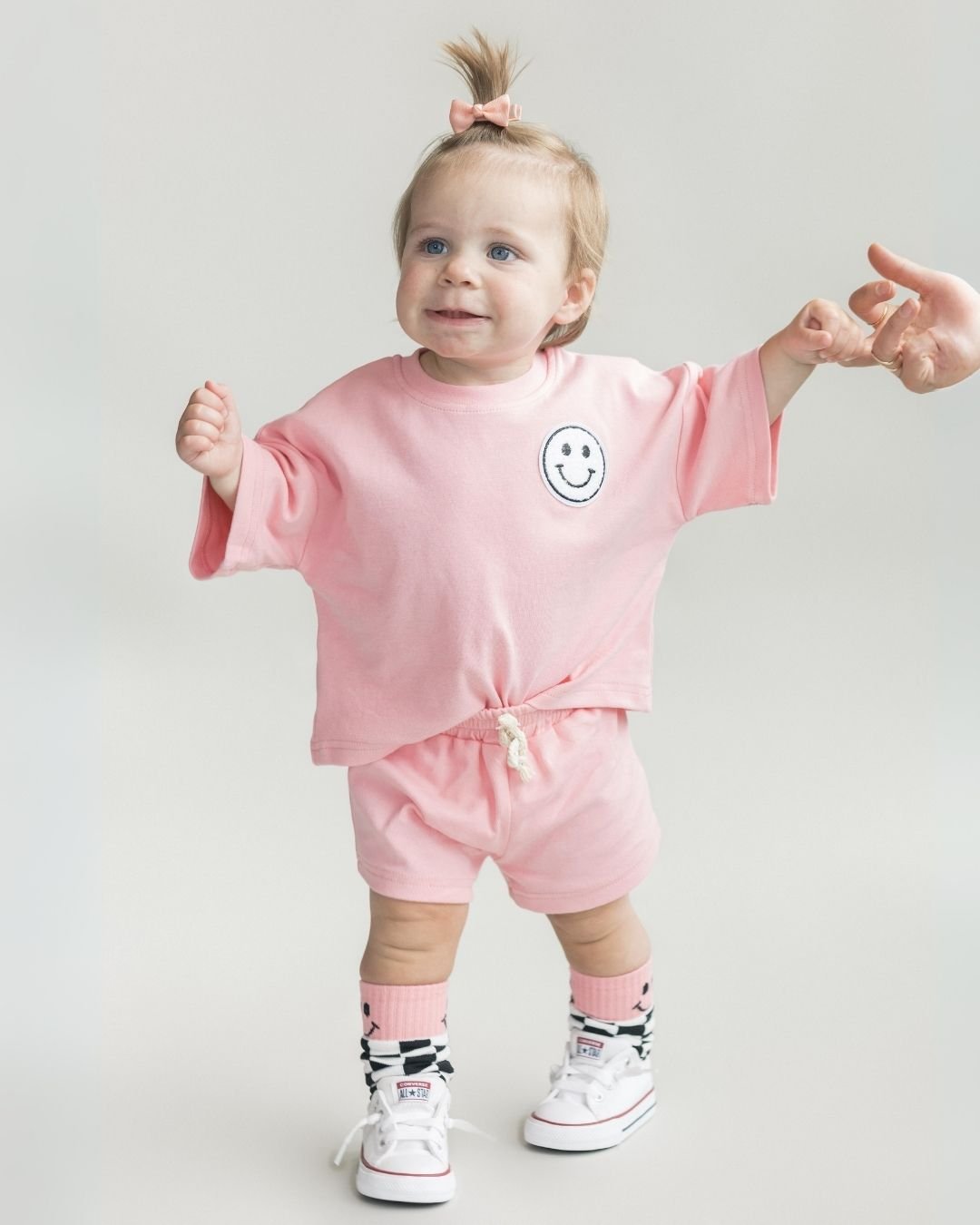 Smiley Shorts Set | Pink Peach