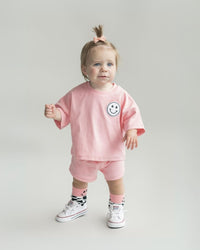 Smiley Shorts Set | Pink Peach