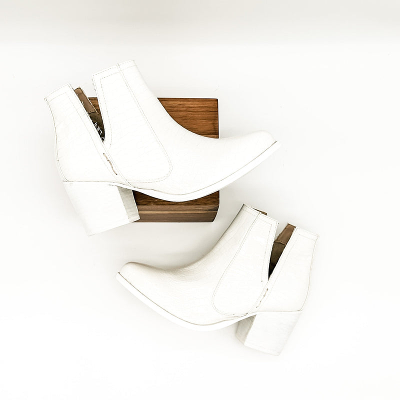 Tarim Booties in White Croc