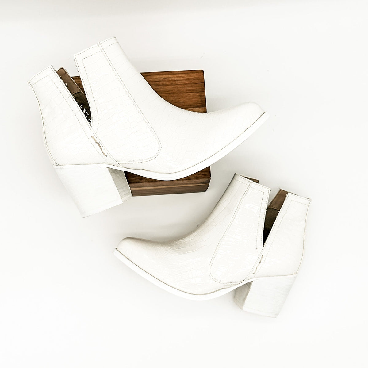 Tarim Booties in White Croc