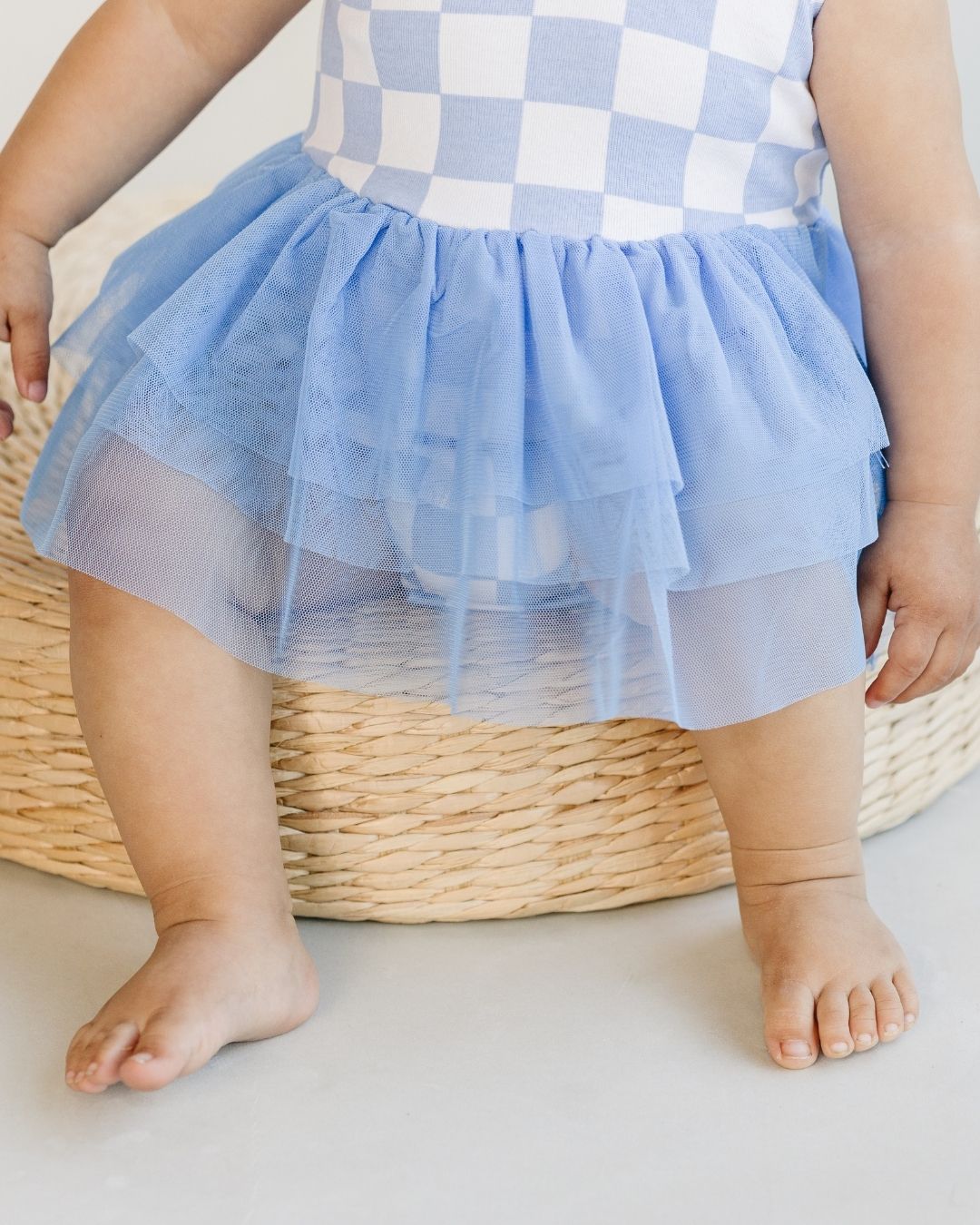 Tutu Romper | Checkered Blue