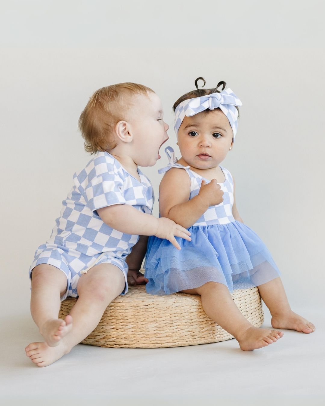 Tutu Romper | Checkered Blue