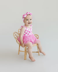 Tutu Romper | Checkered Bubble Gum