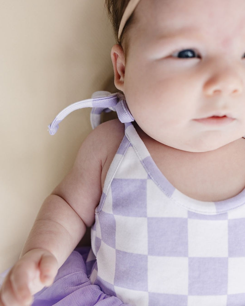 Tutu Romper | Checkered Lavender