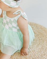 Tutu Romper | Checkered Mint