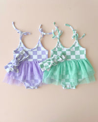 Tutu Romper | Checkered Lavender