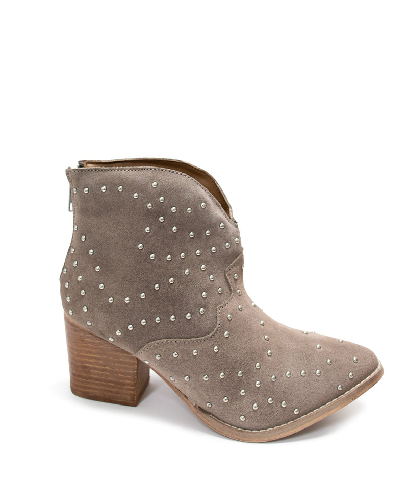 Twilight Studded Heeled Ankle Boot in Taupe