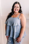 Tiered Sleeveless Top in Dusty Blue