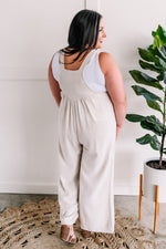 Shirring Detail Overalls In Heathered Oatmeal