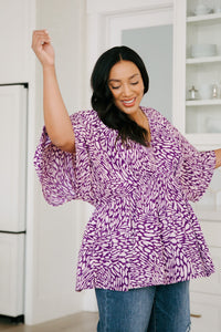 Dearest Dreamer Peplum Top in Painted Purple - Mack and Mav Boutique 