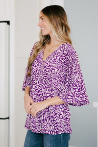 Dearest Dreamer Peplum Top in Painted Purple - Mack and Mav Boutique 