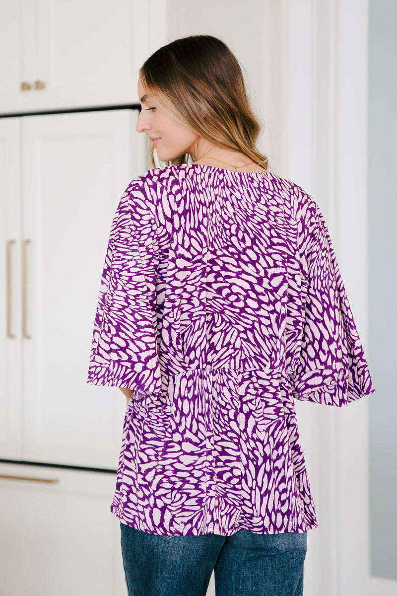 Dearest Dreamer Peplum Top in Painted Purple - Mack and Mav Boutique 