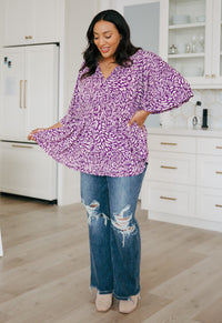 Dearest Dreamer Peplum Top in Painted Purple - Mack and Mav Boutique 