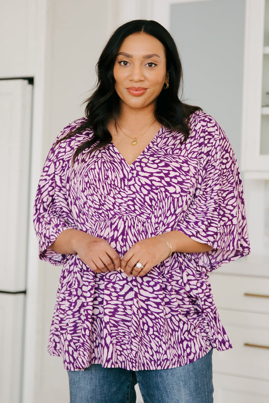 Dearest Dreamer Peplum Top in Painted Purple - Mack and Mav Boutique 