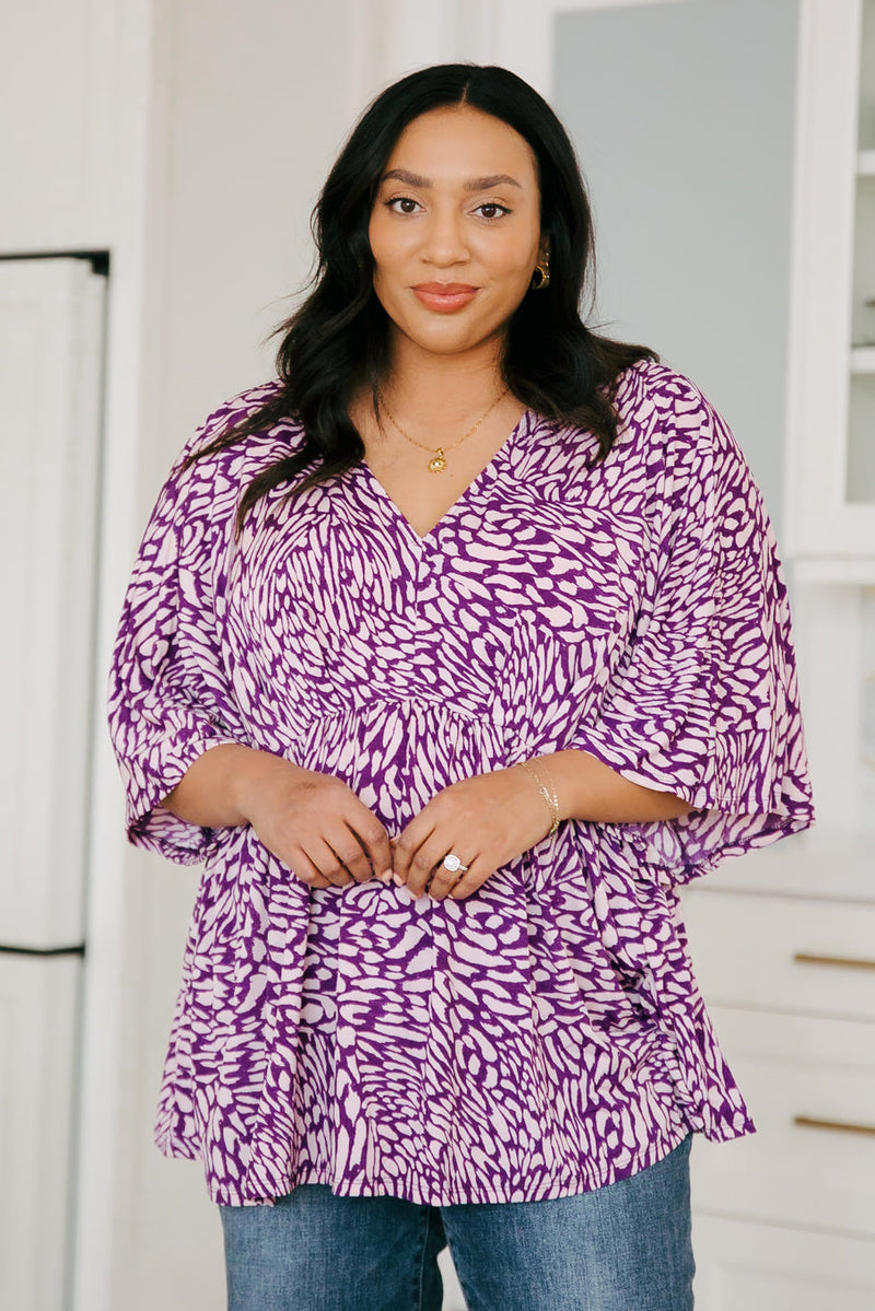 Dearest Dreamer Peplum Top in Painted Purple - Mack and Mav Boutique 