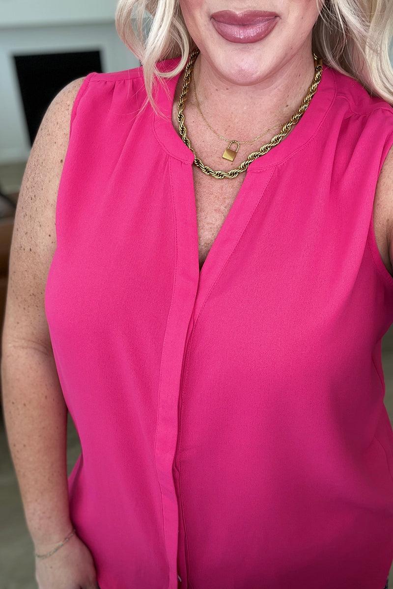 Love Me Now Sleeveless Blouse in Hot Pink - Mack and Mav Boutique 