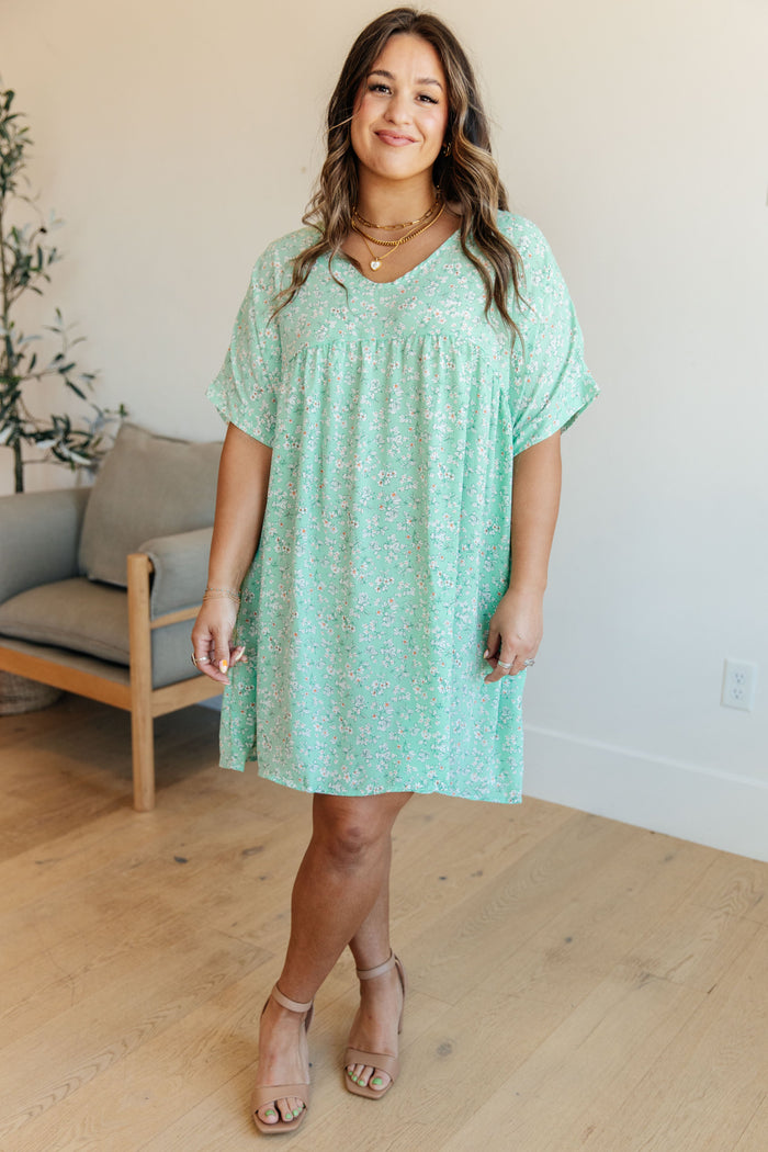 Rodeo Lights Dolman Sleeve Dress in Mint Floral - Mack and Mav Boutique 