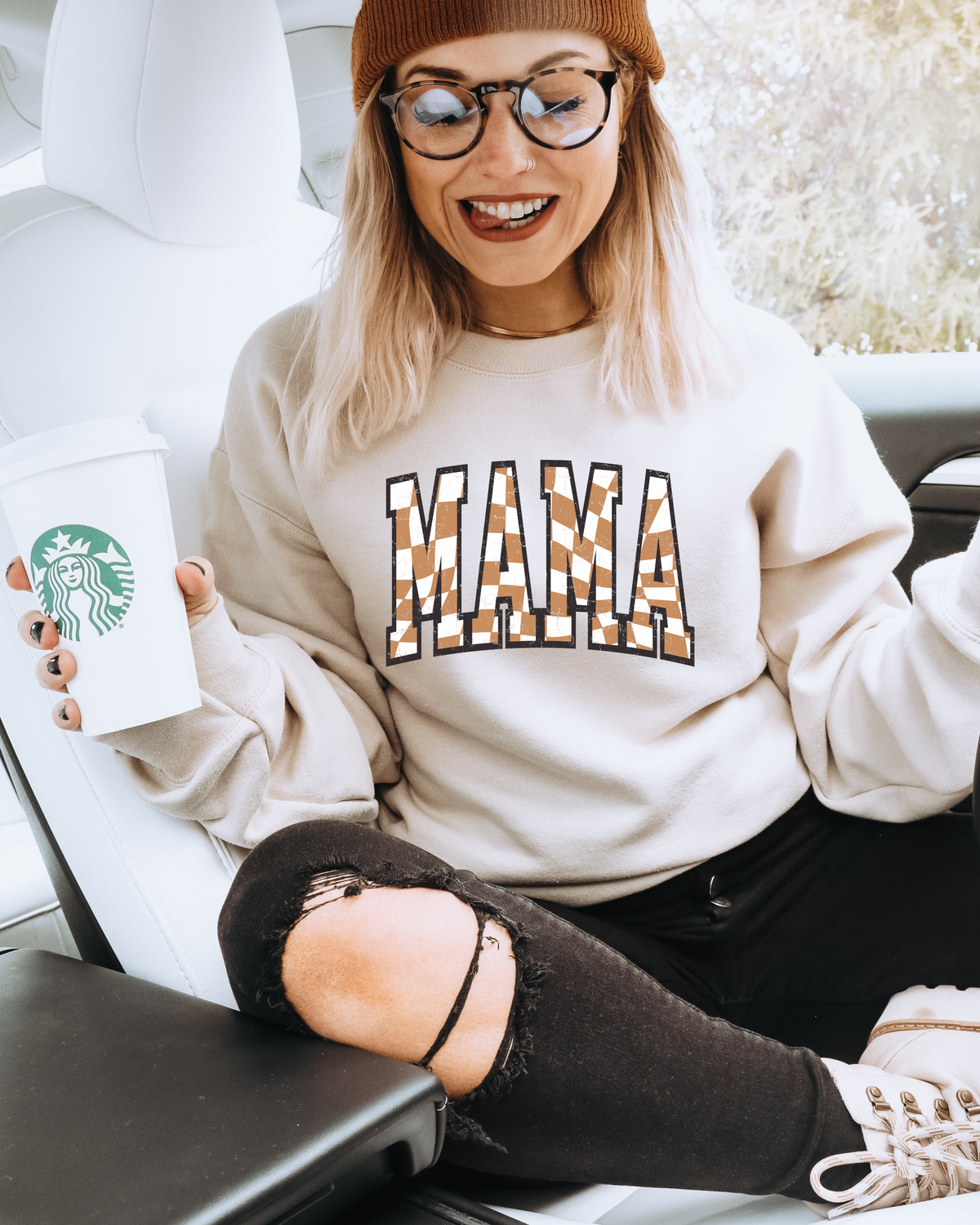 MAMA CHECK SWEATSHIRT