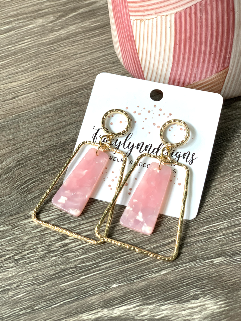 Pink Acrylic Earrings - Mack and Mav Boutique 